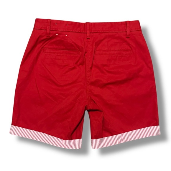 Talbots Red Relaxed Chino Short 7” Seersucker Cuffs Women’s Size 2 Preppy NWOT - Picture 2 of 16